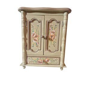 World Bazaars Hand-Painted Wooden Vintage Jewelry Box or Barbie Wardrobe Closet